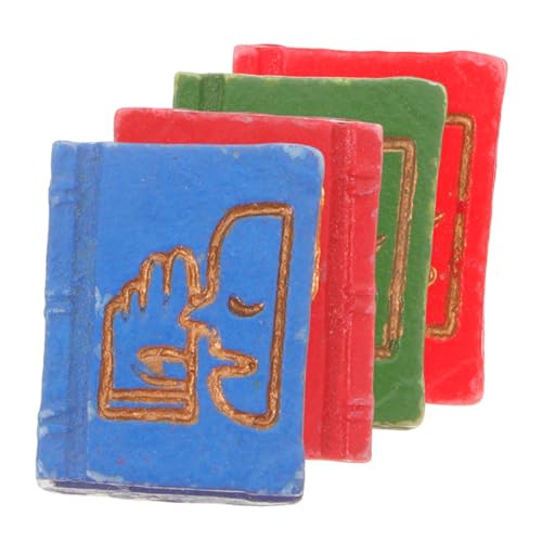 Toddmomy 4 Stück Mini -Buch Ornamente Kleine Bücher Minature Dinge Miniatur-puppenhausbücher Miniatur-displayregal-buchmodell Miniaturbücher Zum Basteln Mini-puppenhausbücher Harz von Toddmomy
