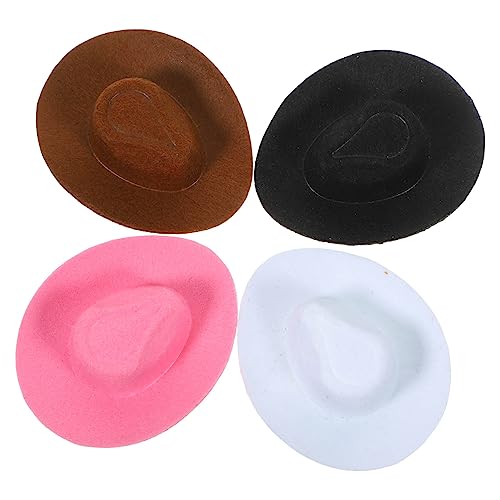 Toddmomy 4 Stück Mini-Cowboyhut kleine Hüte Miniaturhüte entzückende hüte Minihüte zum Basteln austauschbare Puppenhüte Hut für Puppen Mini-Miniatur-Hut Mini-Hüte Vlies Zufällige Farbe von Toddmomy