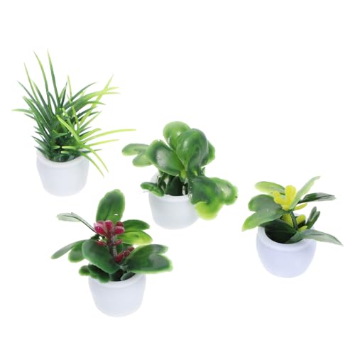 Toddmomy 4 Stück Mini-Pflanzenmodell realistisch Mini-Sukkulenten puppenhaus Pflanze Miniatur Blumen Anlage für kunstpflanze Miniaturmodelle Spielhaus Gartenzubehör Plastik von Toddmomy
