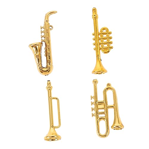 Toddmomy 4 Stück Mini Saxophon Modell Musik Puppenhaus Instrumente Miniatur Zubehör Puppenhaus Kleines Miniatur Honig Trompeten DIY Puppenhaus Zubehör Herstellung Von von Toddmomy