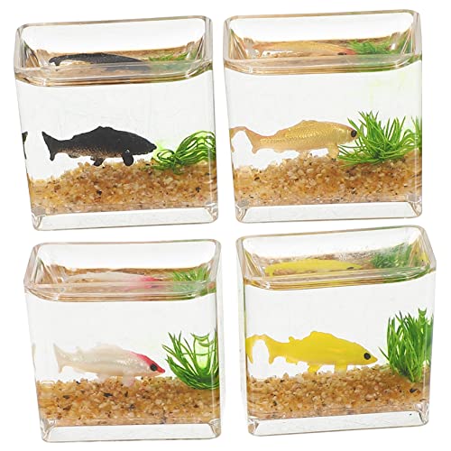Toddmomy 4 Stück Miniatur Aquarien Dekoration Künstliche Fische für Puppenhaus Wohnaccessoires Tisch Deko Plastische Ornamente für Mini Landschaften Zufällige Farbe von Toddmomy