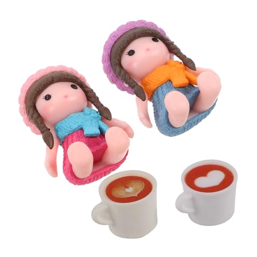 Toddmomy 4 Stück Miniatur-Puppenornamente Puppen Set Puppen Kaffeetassen Figuren Puppenhaus Figuren Kawaii Puppen deko puppenhauszubehör für Weihnachten Mini-Vers-Essen Kunststoff von Toddmomy