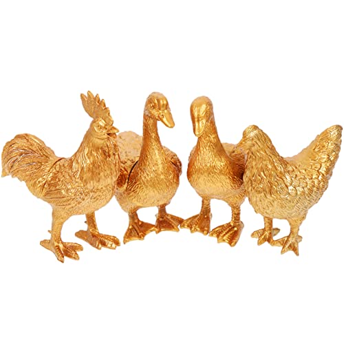 Toddmomy 4 Stück Miniatur Tiere aus Kunststoff Realistische Modelle für Garten und Wohnraumdekoration für Ab Jahren Goldene Gans Ente Huhn Mehr von Toddmomy