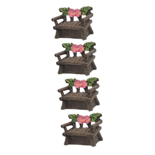 Toddmomy 4 Stück Miniaturstuhl Garten Dekoration Resin Deko für Landschaft Mini Möbel Zubehör für Feengärten und DIY Projekte Langlebig und Realistisch von Toddmomy