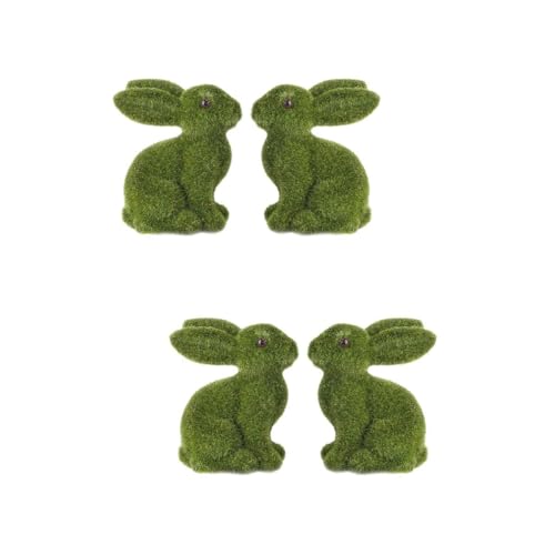 Toddmomy 4 Stück Ostern-simulationskaninchen Osterhase Festverzierung Grüner Kunsthase Beflocktes Kaninchendekor Tiere Miniaturfiguren Mooshase Beflockung Marionette Kind Rasen von Toddmomy