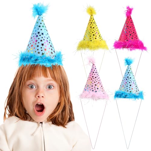 Toddmomy 4 Stück Party Papierhüte Gelber Stern Kegelhut Kegelhüte Geburtstagshüte Rosa Stern Kegelhut Partyhüte Blauer Stern Kegelhut Stern Glitzer Kegelhut Geburtstags Kegelhut von Toddmomy