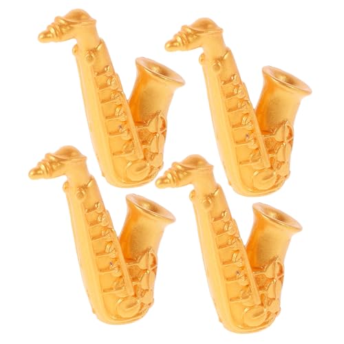 Toddmomy 4 Stück Puppenhaus Musikinstrument Ding Kind Dekoratives Kleines Saxophon Miniatur Saxophon Puppenhaus Requisite Mikrolandschaft Simulation Instrument Ornament Desktop Harz Golden von Toddmomy