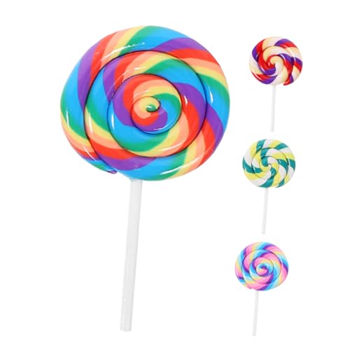 Toddmomy 4 Stück Simulation Lollipop Lollipop Sticks Mini Lollipops Fake Lollipop Prop Fake Candy Lollipop Charms Faux Candy Lollipop Prop Dekorationen Lollipop Polymer Clay von Toddmomy