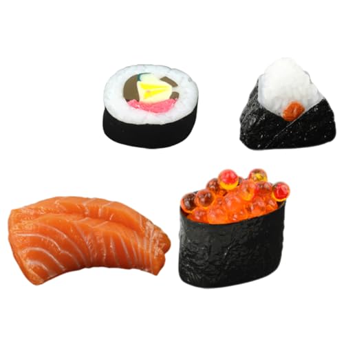Toddmomy 4 Stück Simuliertes Sushi Modell Teiliges Realistische Onigiri und Sushi Dekoration Lebensnahes Kunstessen Requisiten für Küchen und Fotoshootings von Toddmomy