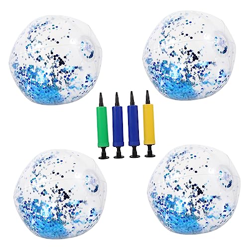 Toddmomy 4 Stück Strandballspielzeug Schwimmbad federnd Ö Aktivität Pool-Party-Ball aufblasbare Billardkugeln Wasserball- aufblasbarer Wasserball PVC Sky-blue von Toddmomy