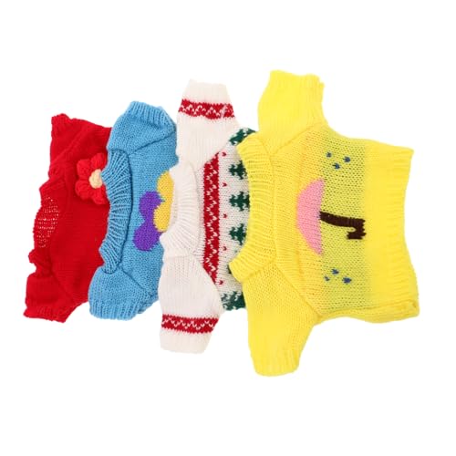 Toddmomy 4 Stück Teiliges Bärenpuppen Häkelkleidungsset Weiche Hautfreundliche Kuscheltiere Pullover mit Regenbogen Weihnachtsbaum Blumen Herzmuster Austauschbare Kleidung für Mädchen von Toddmomy