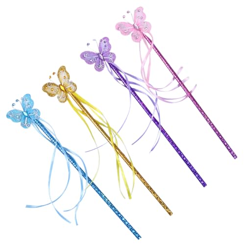 Toddmomy 4 Stück Teiliges Feen zauberstab Schmetterlingsform Bunte Leuchtstäbe für Mädchen Party Kostüm Bühnenaufführung Cosplay Zubehör von Toddmomy