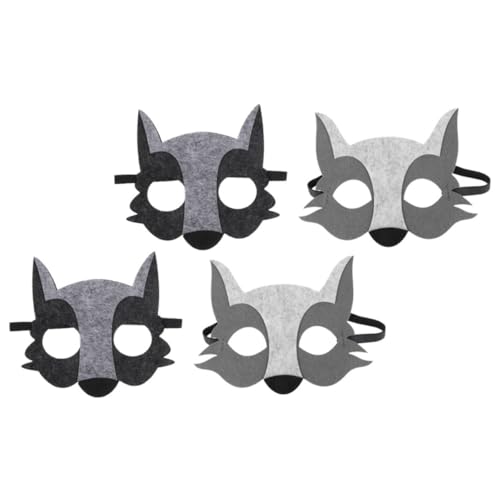 Toddmomy 4 Stück Teiliges Filz Halbgesichts Wolfsmasken für Karneval Halloween Tiermasken Cosplay Party mit Realistischem Design Leicht und Bequem von Toddmomy