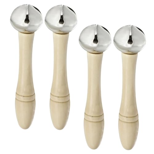 Toddmomy 4 Stück Teiliges Handglocken mit Holzgriff Robustes Percussion Musikinstrument für Anfänger und Laute Rhythmusglocken Tragbar für Musikunterricht und Partyspaß von Toddmomy