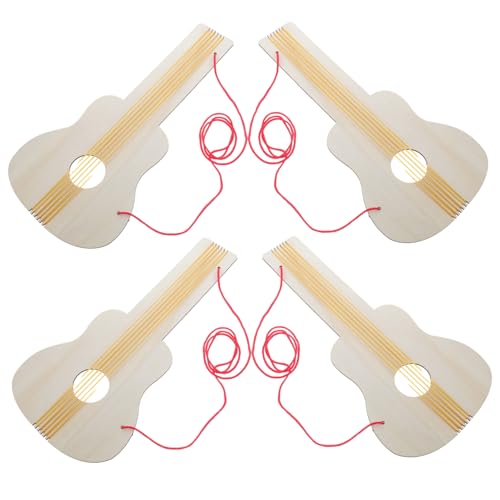 Toddmomy 4 Stück Teiliges Holz Gitarre für DIY Bastelset für Dekorationsprojekte Kindergarten und Zuhause Unvollendete Musikinstrumente aus Robustem Holz von Toddmomy