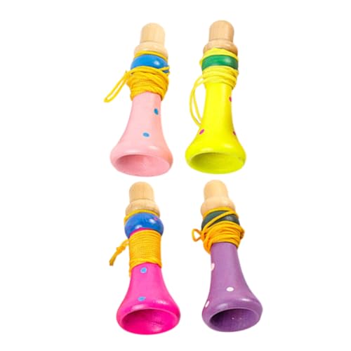 Toddmomy 4 Stück Teiliges Holz Trompeten Musikalisch Leicht Tragbar Bunte Farben Kreativität und Musikalisches Interesse für Party und Frühe Bildung von Toddmomy