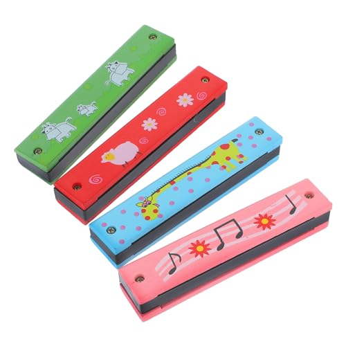 Toddmomy 4 Stück Teiliges Kinderharmonikas Tragbare Mundharmonika für Anfänger Holzspielzeug Musikspielzeug für Partys und Giraffe Noten Kalb Schaf von Toddmomy