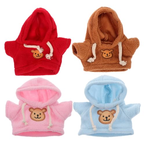 Toddmomy 4 Stück Teiliges Kuscheltier Kleidung für Bärenpuppen Austauschbare Plüsch Outfits in Blau Rot und Kaffee Modische Bekleidung für Stofftiere Kreatives Puppenkostüm Zubehör von Toddmomy