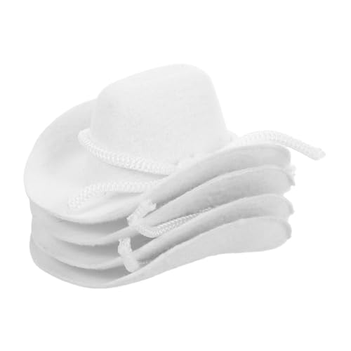 Toddmomy 4 Stück Teiliges Mini Cowgirl Hüte Weiß Flauschige Mini Western Hüte für Puppendekoration DIY Bastelzubehör Leichte Kleine Westernmützen für Puppenhaus Partydeko von Toddmomy