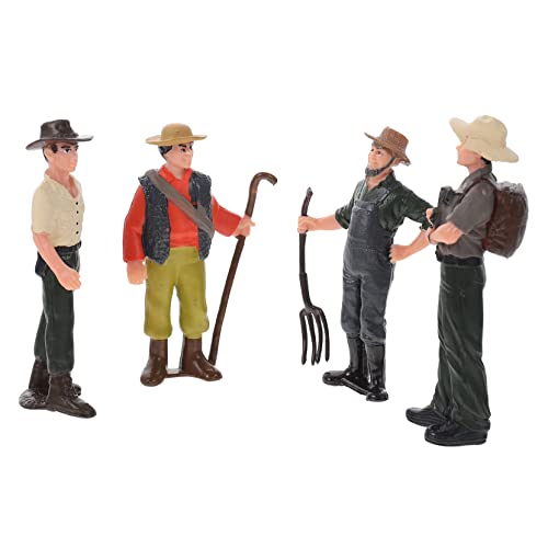 Toddmomy 4 Stück Teiliges Miniatur Bauernhof Figuren aus Langlebigem Material Realistische Farmarbeiter Modelle mit Detaillierten Posen Pädagogisches Mensch Modell für von Toddmomy