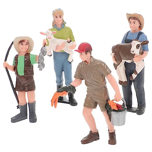 Toddmomy 4 Stück Teiliges Miniatur Farmer Figuren Modell Realistische Bauerncharaktere für Dekoration und Kreatives für Sammler von Toddmomy