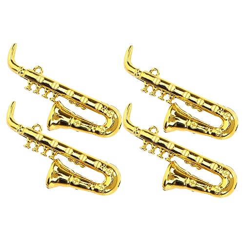 Toddmomy 4 Stück Teiliges Miniatur Saxophon Realistische Mini Saxophon Modelle aus Kunststoff Detailgetreue Musikinstrumente Puppenhaus Dekoration Geschenkidee für Musikliebhaber von Toddmomy