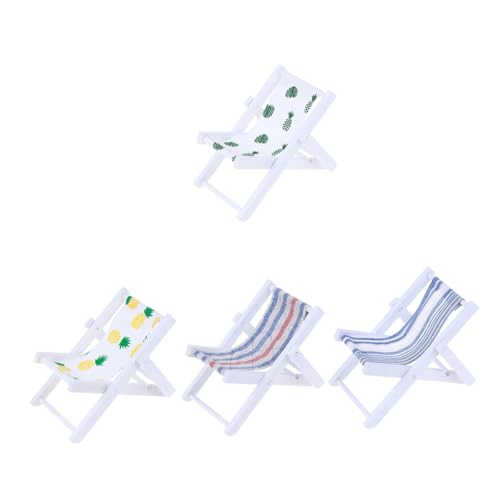 Toddmomy 4 Stück Teiliges Miniatur Strandstuhl Micro Landschaftsdeko für Puppenhaus Vielseitig als DIY Bastelaccessoire und Foto Requisite Kindgerechte Mini Strandliegestühle von Toddmomy