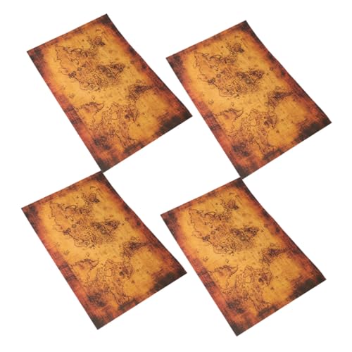 Toddmomy 4 Stück Teiliges Piratenparty Karten Vintage Stil Papierkarten für Abenteuer Familienspiel Piratenparty Zubehör Entdeckerspiel von Toddmomy