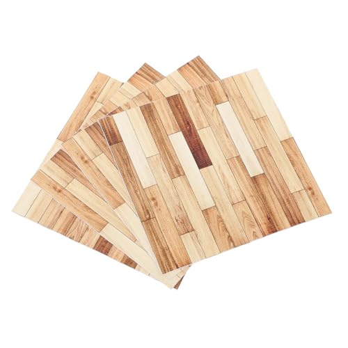 Toddmomy 4 Stück Teiliges Puppenhaus Miniatur Holzfußboden Realistische Holzstruktur Miniaturhaus Zubehör für Kreative Langlebig Geeignet für Schlafzimmer und Wohnzimmer Dekoration von Toddmomy