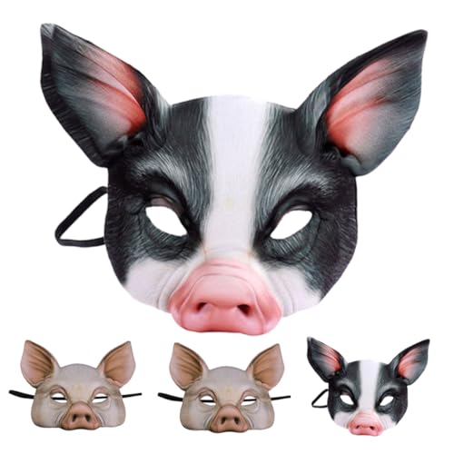 Toddmomy 4 Stück Teiliges Schweinemasken Halbgesichts Tiermaske für Karneval Halloween Kostümparty Cosplay Accessoire Leicht und Bequem für Fasching und Mottoveranstaltungen von Toddmomy