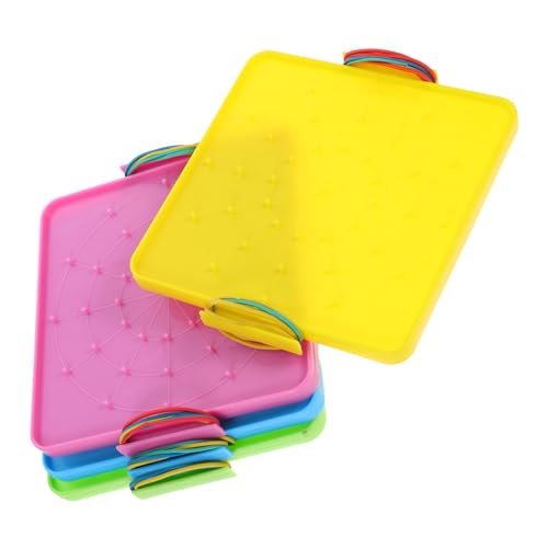 Toddmomy 4 Stück Teiliges Set Doppelseitige Geoboards für Mathematik Geometrische Lernspielzeuge aus Kunststoff mit Gummibändern Fördert Kognitive Fähigkeiten und Kreatives Lernen von Toddmomy