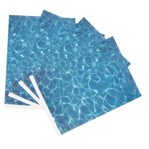 Toddmomy 4 Stücke Simulierte Wasser Textur Papier Meer Welle Miniatur Boden Papier Aufkleber Himmel Blau von Toddmomy