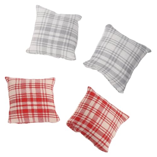 Toddmomy 4 Stücke Teiliges Miniatur-Dollhouse Kissen Baumwoll-plüsch Puppen Kissen Realistische Mini Sofakissen Dekorative Puppenhaus Möbel Zubehör für Sofa und Bett von Toddmomy