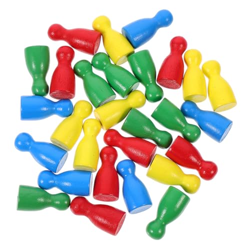Toddmomy 40 Stück Holz Schachfiguren Kleine Wiederverwendbare Brettspiel Figuren in Rot Gelb Blau und Grün für Schach Spielkegel und Kreative Projekte von Toddmomy