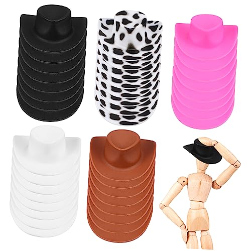 Toddmomy 40 Stück Miniature Cowboy Hats Mini Western Hüte für Puppen Party Dekoration und DIY Schwarz Braun Weiß Rosa und für Puppenhaus Zubehör und Kreative Bastelprojekte von Toddmomy