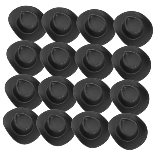 Toddmomy 40 Stück Teiliges Miniatur Cowboyhut aus Schwarzem Kunststoff Kleine Mini Hüte für Puppenhaus Deko DIY Party Zubehör Wiederverwendbar und Sicher zum Verkleiden und Basteln von Toddmomy