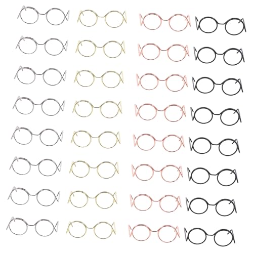 Toddmomy 40 Stück Teiliges Miniatur Metallrahmen in Gold Silber Roségold Schwarz Leichte DIY Dekoration für Puppenhaus Kreative Bastelaccessoires Modische Mini Brillen für Puppen von Toddmomy