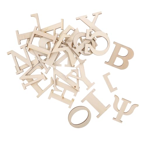Toddmomy 48 Stück Brief Lernen Holzstück Holzzahlen Zum Basteln Buchstabenerkennung Für Kleinkinder Anblick Wörter Karteikarten Kindergarten Griechisches Paddel Beige Hölzern von Toddmomy