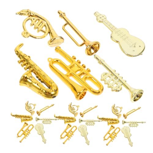 Toddmomy 48 Stück Mini-Trompete Musikalisches Ornament Instrumentendekoration Miniaturinstrumente für Puppenhäuser Saxophon Modell Miniatur-Musikinstrument Spielzeugsaxophon Plastik Golden von Toddmomy