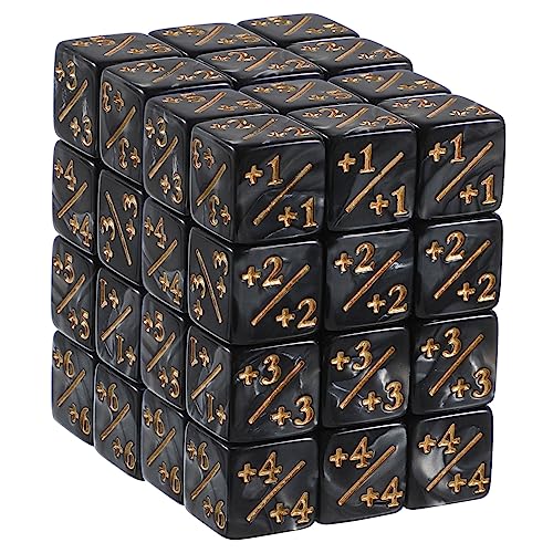 Toddmomy 48 Stück Teiliges Acryl Würfel Zähler Set mit Plus Minus Symbolen Langlebige Spielmarken für Kartenspiele Ästhetische Token Würfel für Brettspiele und CCG Zubehör Schwarz von Toddmomy