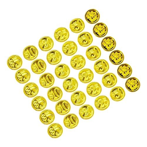 Toddmomy 48Stücke Piratenspielzeug Münzen für Kinder Wiederverwendbare Plastikmünzen für Piratenparty Spielgeld für Schatzsuche und Rollenspiele von Toddmomy
