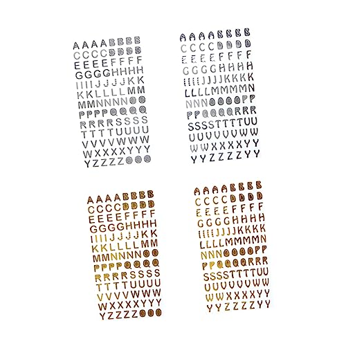 Toddmomy 4Blätter Aufkleber für Scrapbook Goldene und Silberne Aufkleber DIY Dekoration für Fotoalben Glitzer Schriftzüge für Bastelprojekte und Kreative Erinnerungen von Toddmomy