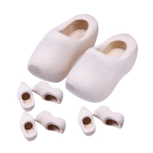 Toddmomy 4Paare Holzschuhe für Puppenhaus DIY Klompen Zubehör Mini Holzschuh für Kreative Bastelarbeiten und Puppenhausgestaltung von Toddmomy
