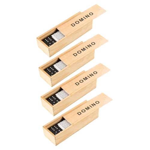 Toddmomy 4Sätze Interaktive Dominosteine Praktischer Holzbox Lustige Dominoblöcke für Familien und Freundesinteraktion für Drinnen und Draußen Perfektes von Toddmomy