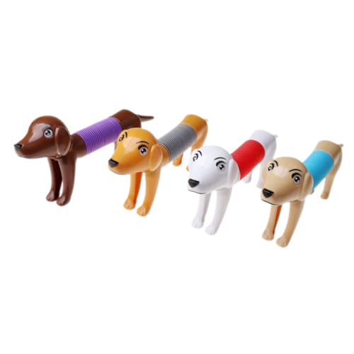 Toddmomy 4Stücke Cartoon Stretch Pop Röhre Lustiges Teleskop für Interaktive Beschäftigung und Stressbewältigung Dehnbares Hundespielzeug Farben von Toddmomy
