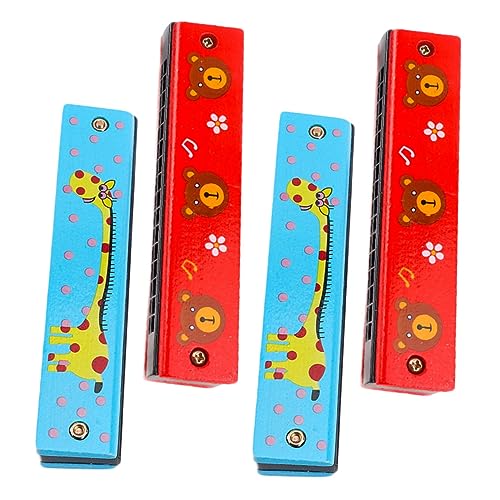 Toddmomy 4Stücke Holz Mundharmonika Langlebiges Musikinstrument für für Jungen und Kreatives Zufälliger Farbe von Toddmomy