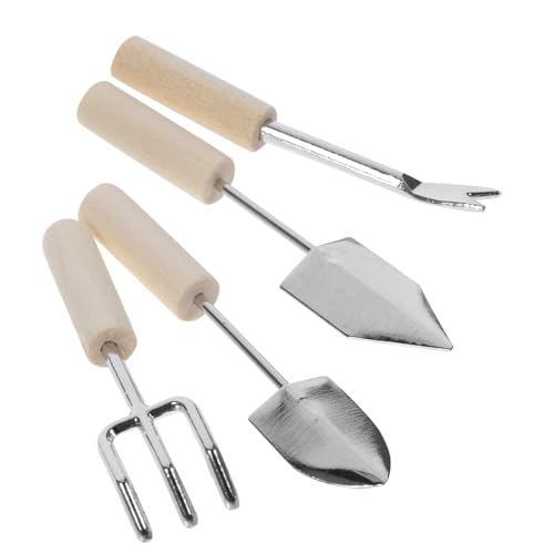 Toddmomy 4Stücke Mini Gartengeräte Teiliges Puppenhaus Zubehör Miniatur Gießkanne Werkzeuge für DIY Mikroszenen Langlebige Holzmaterialien Perfektes von Toddmomy