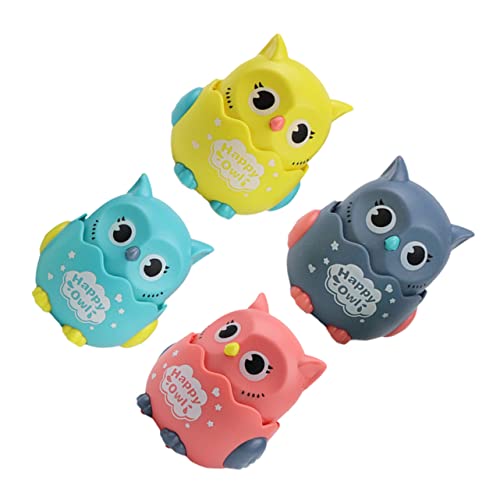 Toddmomy 4Stücke Teiliges Cartoon Owl Spielzeugauto Drücken und Loslegen Interaktives Bildungsspielzeug für Kleinkinder Farbenfrohes Design Langlebig und Unterhaltsam für Ab Monaten von Toddmomy