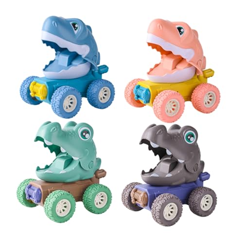 Toddmomy 4Stücke Teiliges Dinosaurier Spielzeugauto für Kleinkinder Handdruck Fahrzeuge Bunten Farben für Jungen und Lehrreiches Trägheitsfahrzeug von Toddmomy