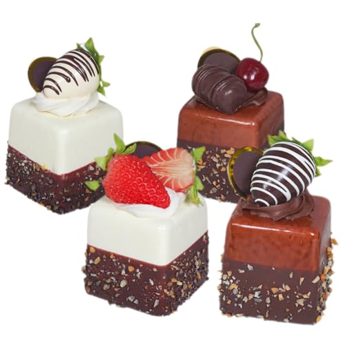 Toddmomy 4Stücke Teiliges Künstlicher Kuchen Realistische Simulationskuchen für Dekoration Fotografie und Requisiten Langlebig und Wiederverwendbar für Hochzeiten und Partys von Toddmomy